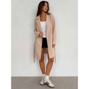 Wearever Beige Belted Blazer Coat Long Soft Jacket Size M Made in USA